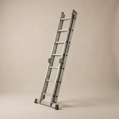 An aluminium extension ladder.